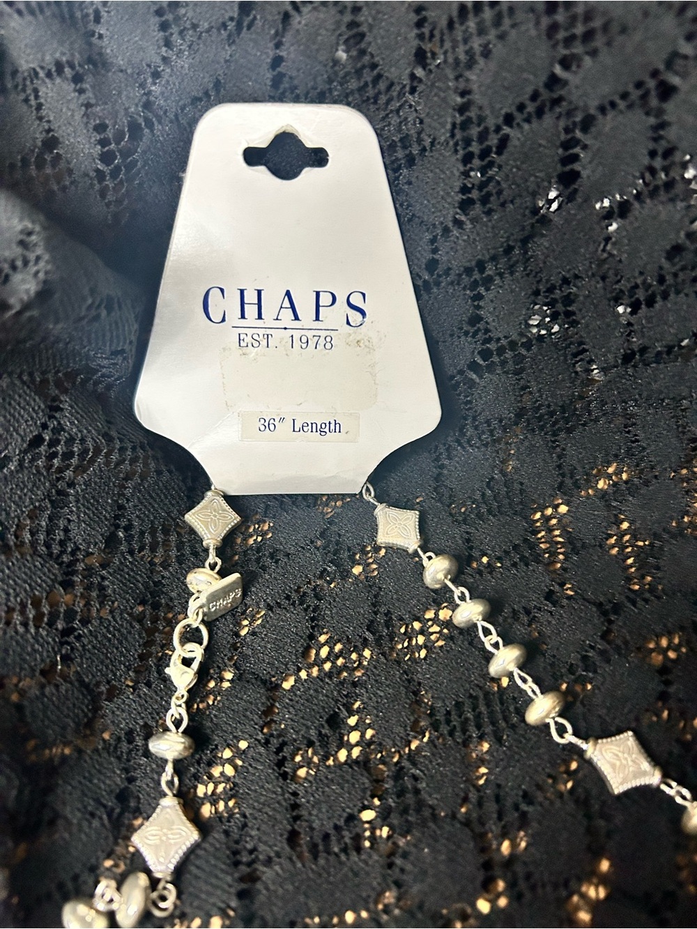 Chaps Silver Beaded Decorative-Link Necklace